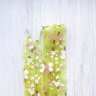 Ленты зеленые с принтом цветы (прозрачные, 2.5 см)