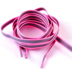 Светоотражающие плоские розовые шнурки