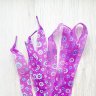 Ленты фиолетовые с принтом цветы (прозрачные, 2.5 см)