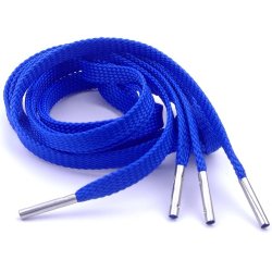Плоские синие шнурки с металлическими наконечниками