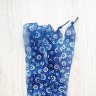 Ленты синие с принтом цветы (прозрачные, 2.5 см)