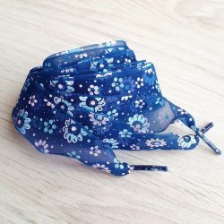 Ленты синие с принтом цветы (прозрачные, 2.5 см)