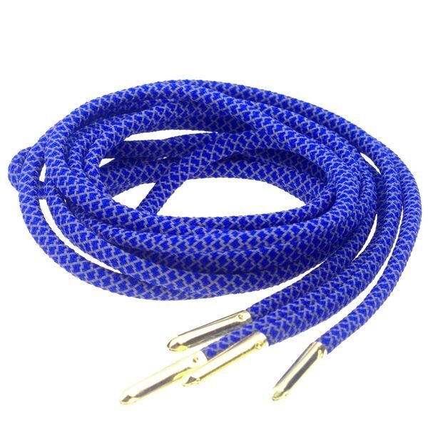 Светоотражающие круглые синие шнурки с металлическими наконечниками